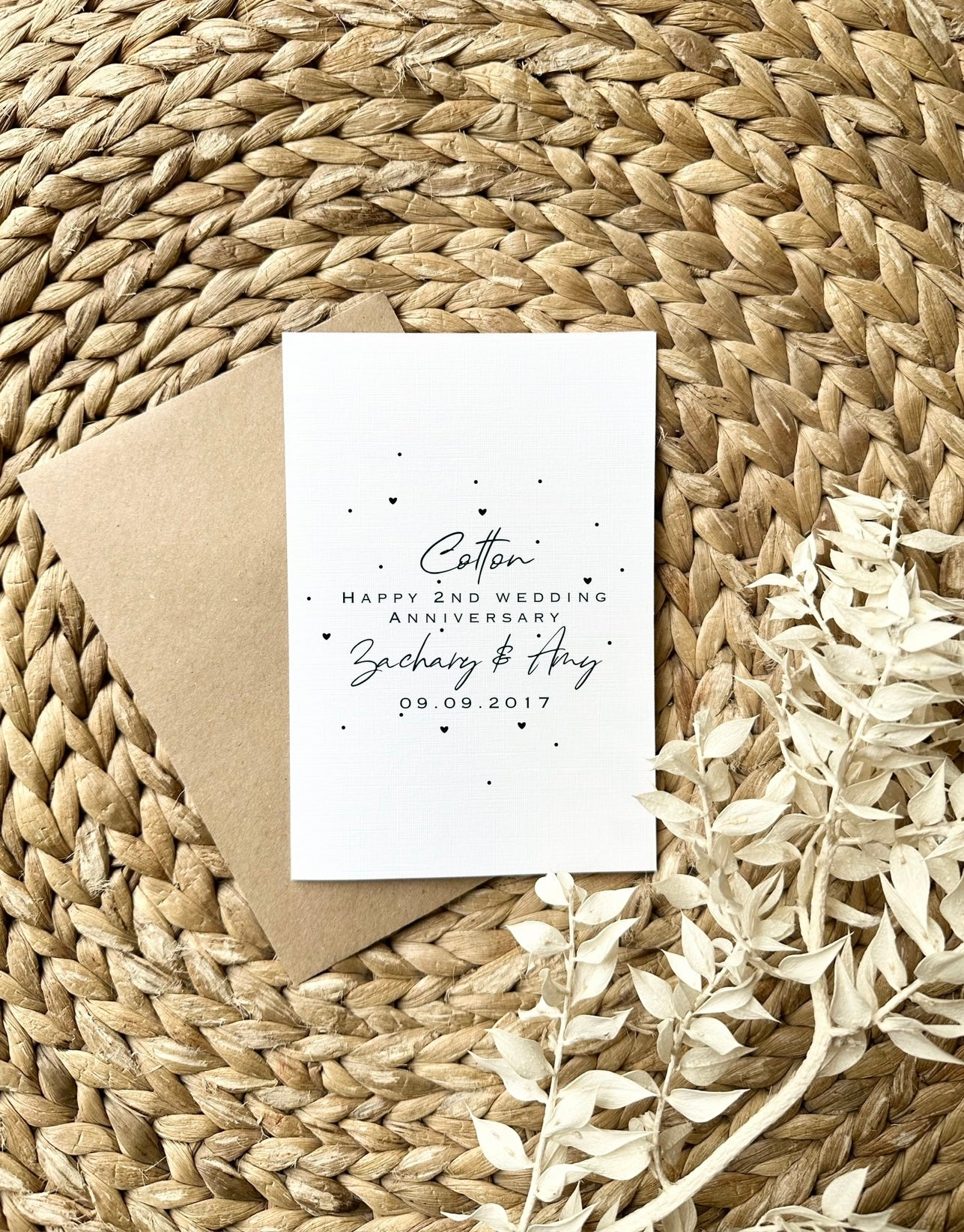 Cotton second wedding anniversary card