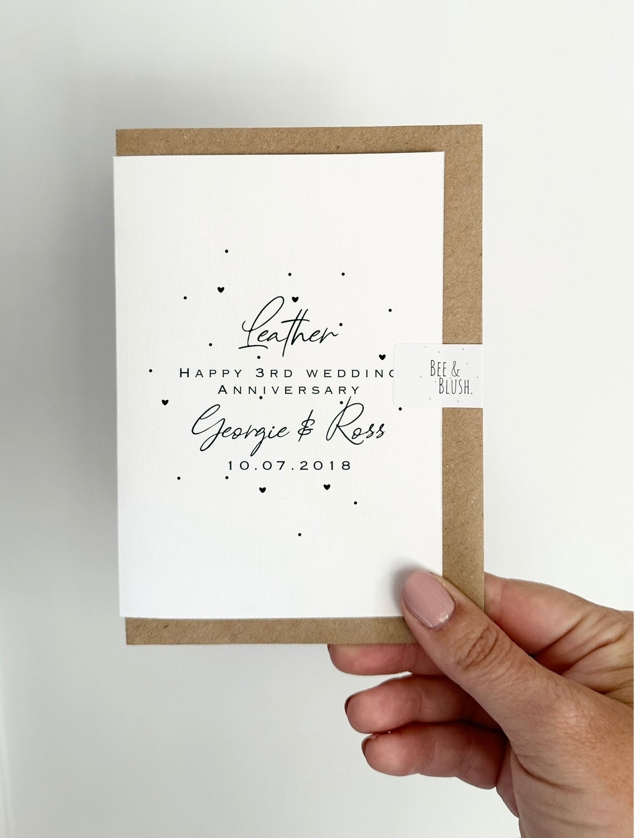 Leather third wedding anniversary card