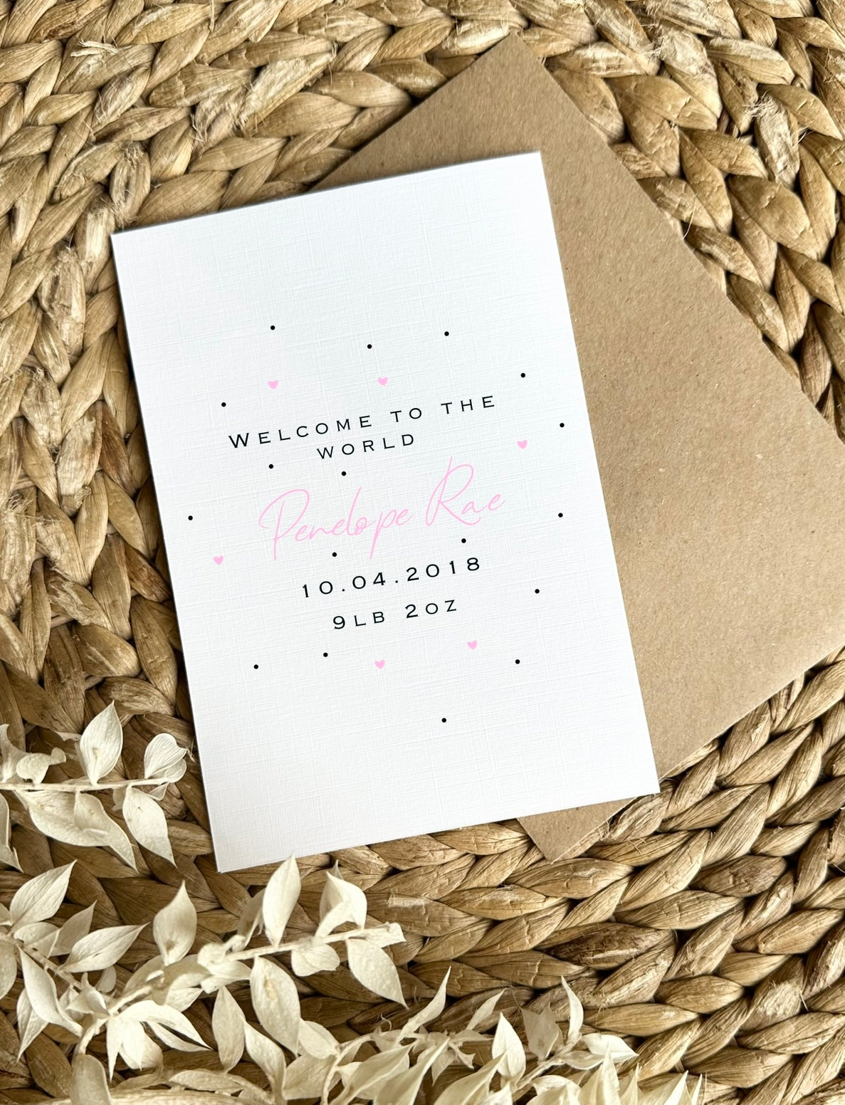 Welcome to the world new baby Card - Personalised congratulations on your new baby card - Personalised new baby card