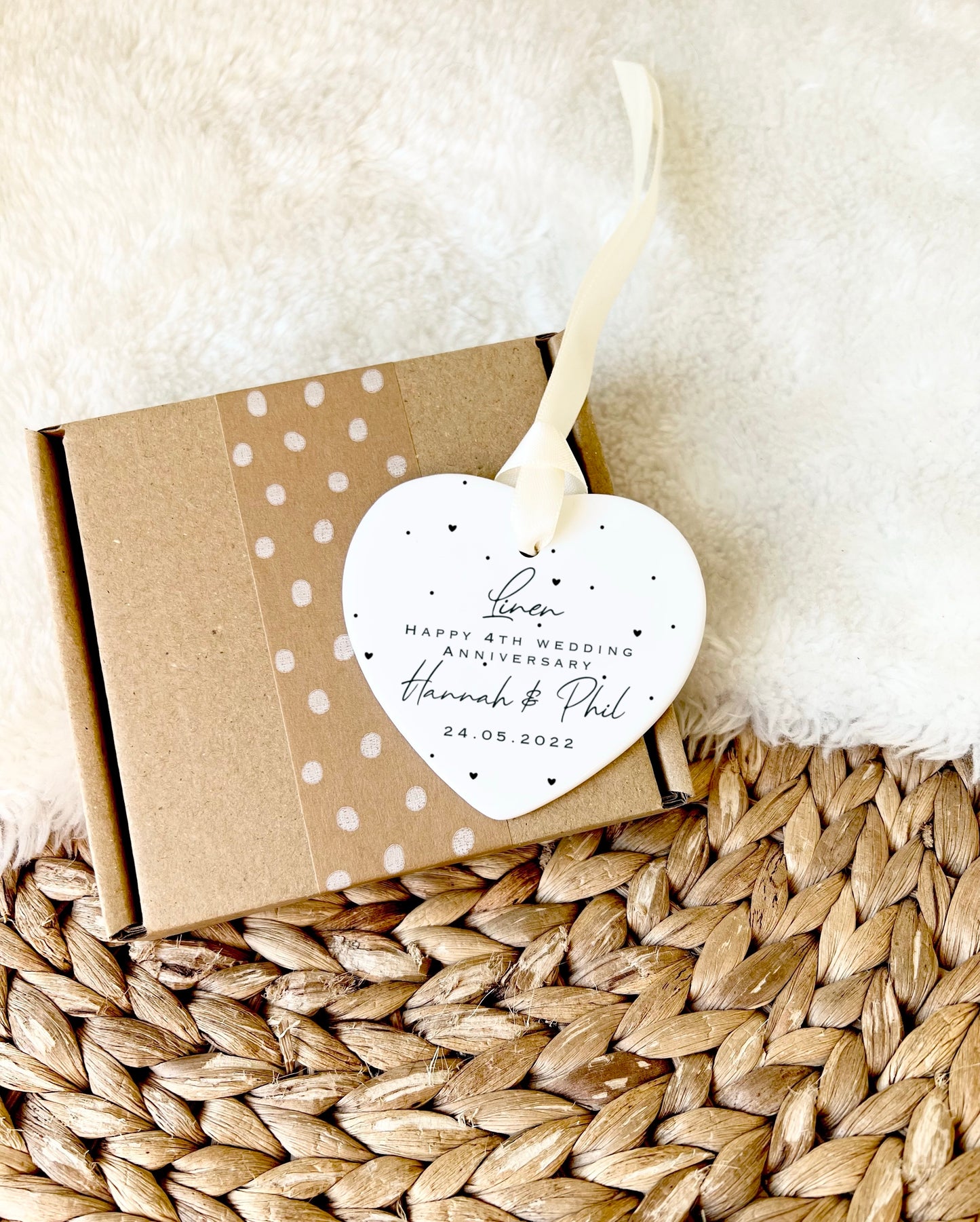 Linen 4th wedding anniversary keepsake gift