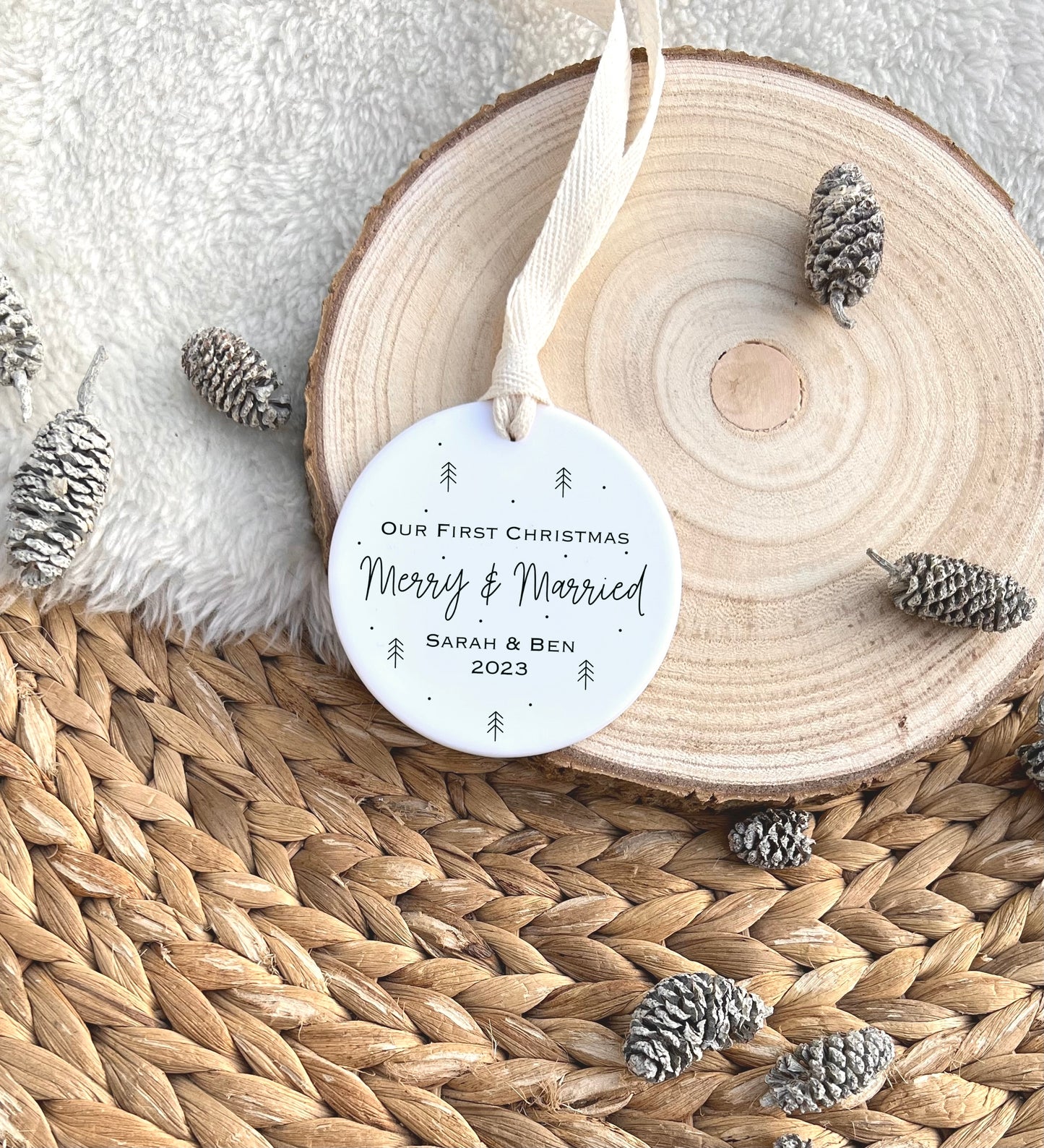 Personalised Merry and married Christmas bauble