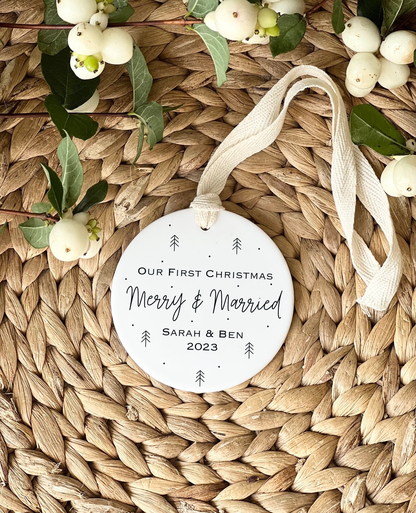 Personalised Merry and married Christmas bauble