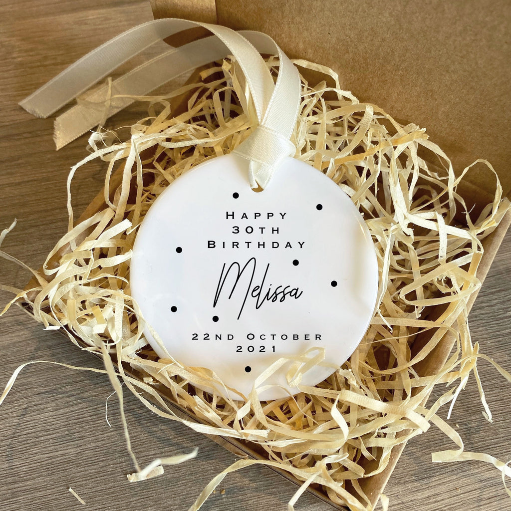 Personalised Birthday Ornament – Ceramic Keepsake Gift