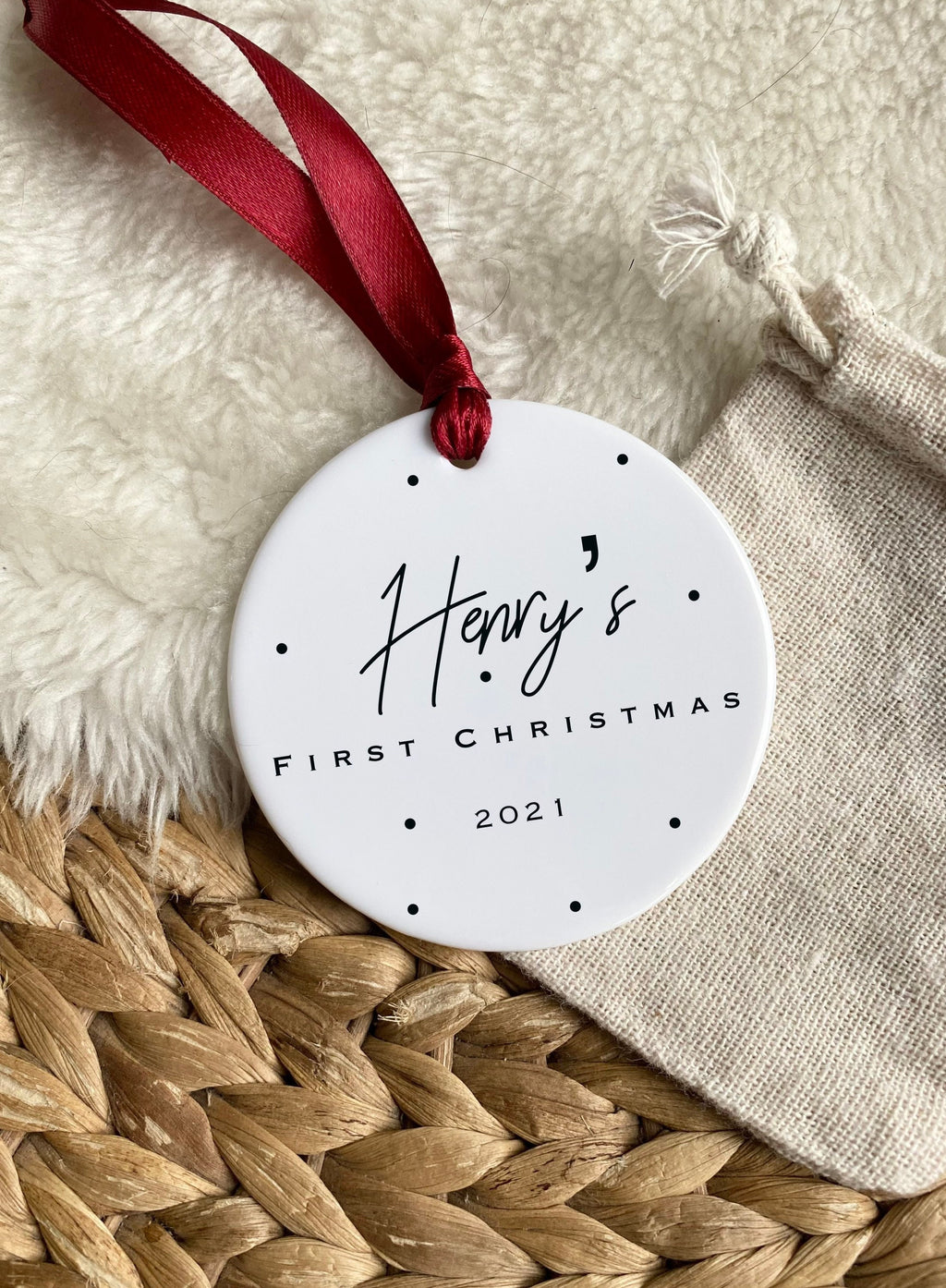 Personalised Baby's First Christmas Ornament – Ceramic Keepsake