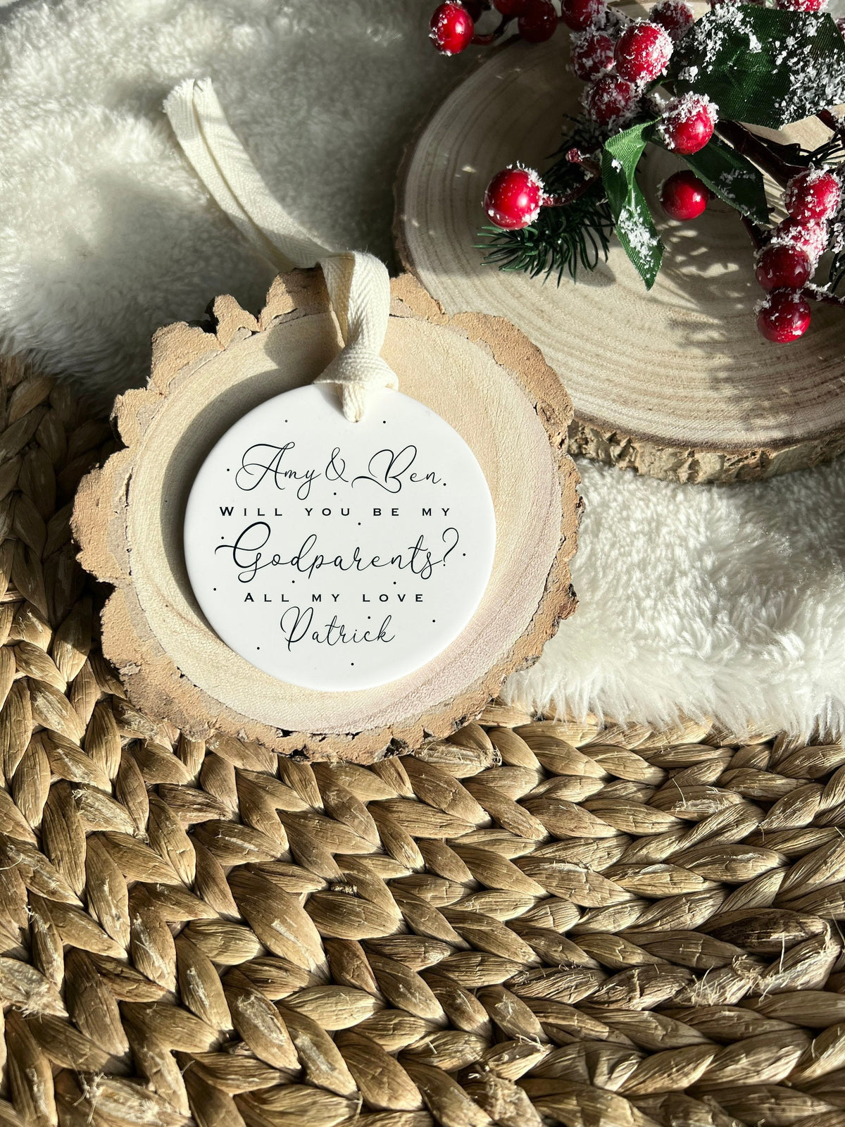 Personalised Godparents Ornament – 'Will You Be My Godparents?' Gift