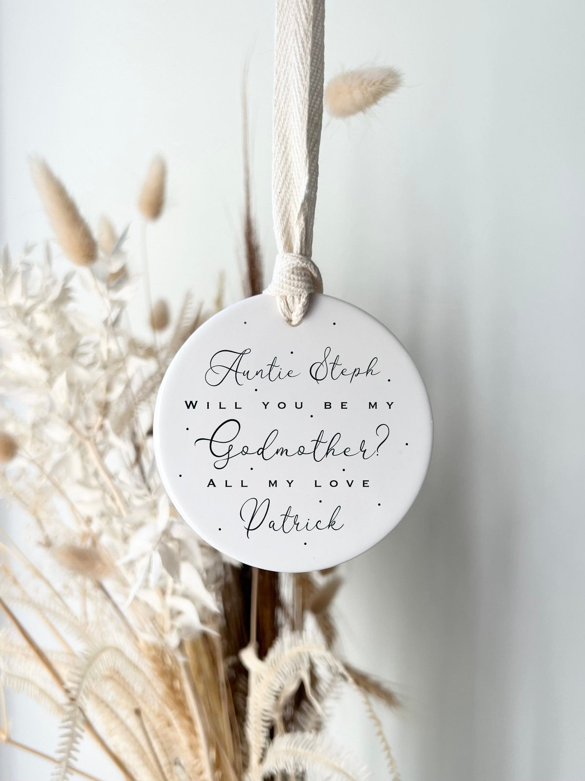 Personalised Godmother ceramic ornament – Will You Be My Godmother?