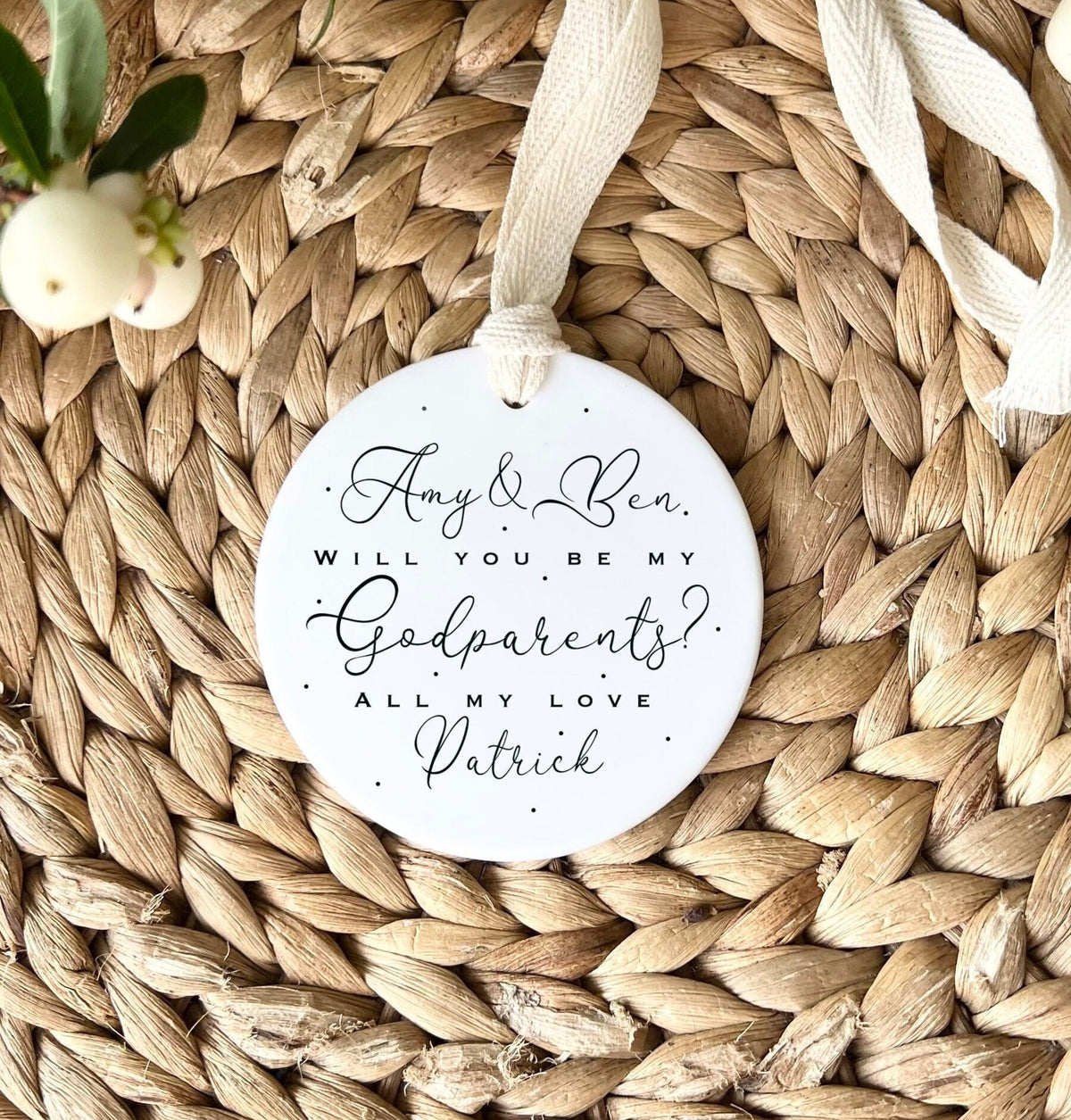 Personalised Godparents Ornament – 'Will You Be My Godparents?' Gift