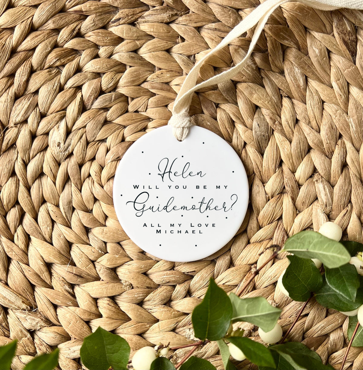 Personalised Guidemother Ornament – 'Will You Be My Guidemother?' Gift