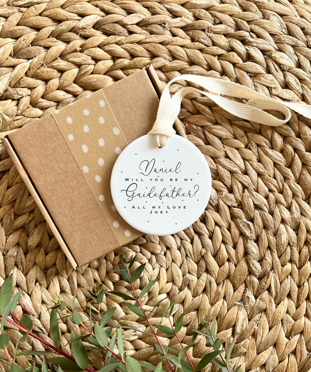 Personalised Guidefather Ornament – 'Will You Be My Guidefather?' Gift