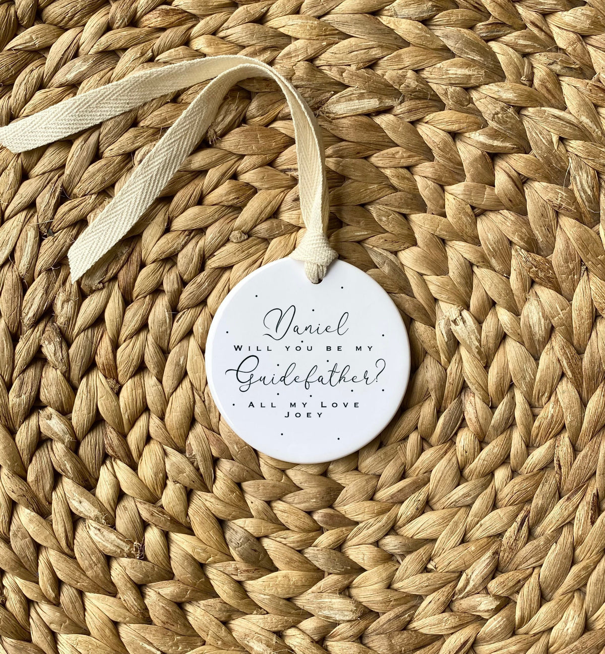 Personalised Guidefather Ornament – 'Will You Be My Guidefather?' Gift