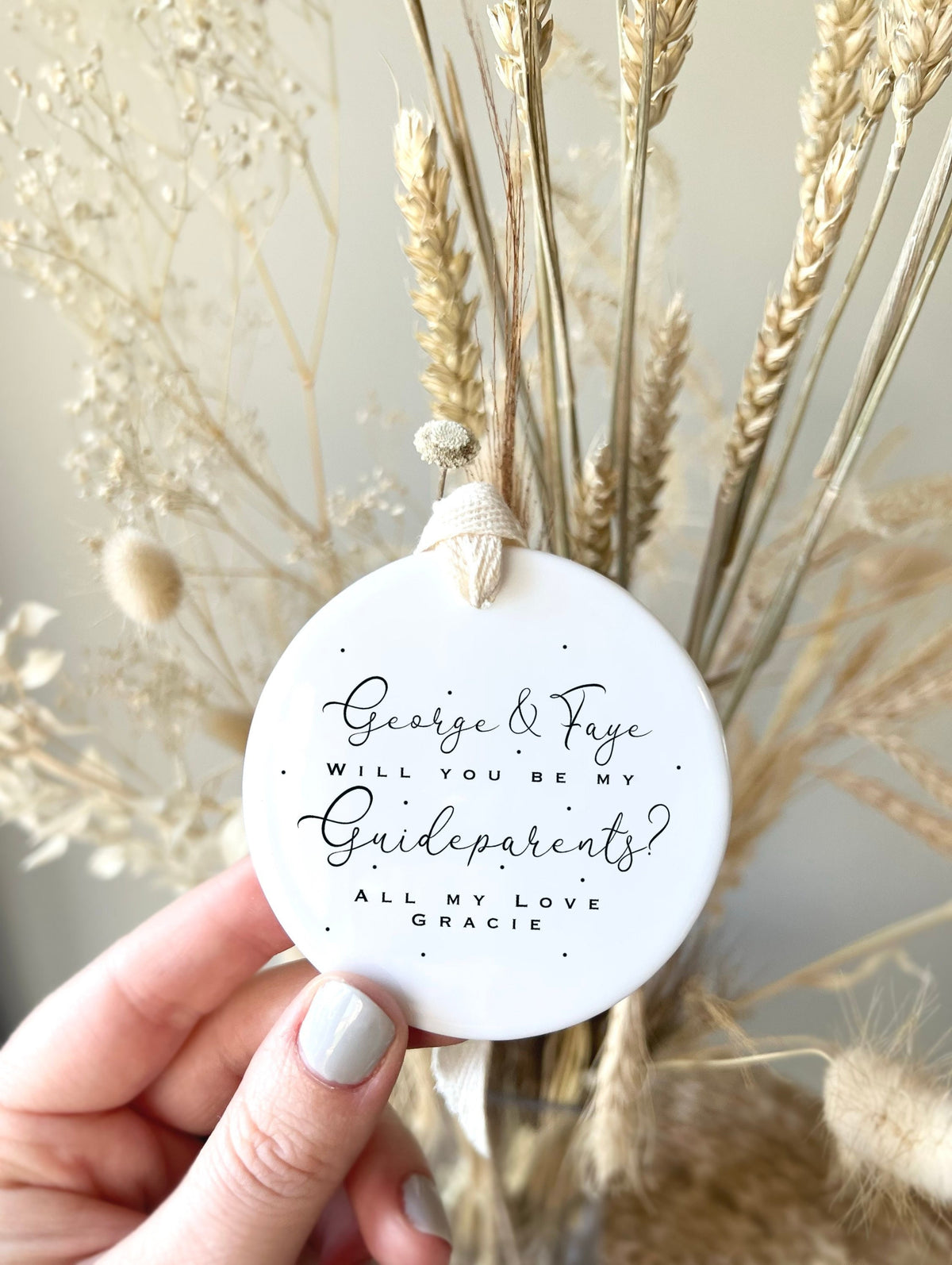 Personalised Guideparents Ornament – 'Will You Be My Guideparents?' Gift