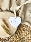 Personalised Christening and Baptism ceramic heart ornament