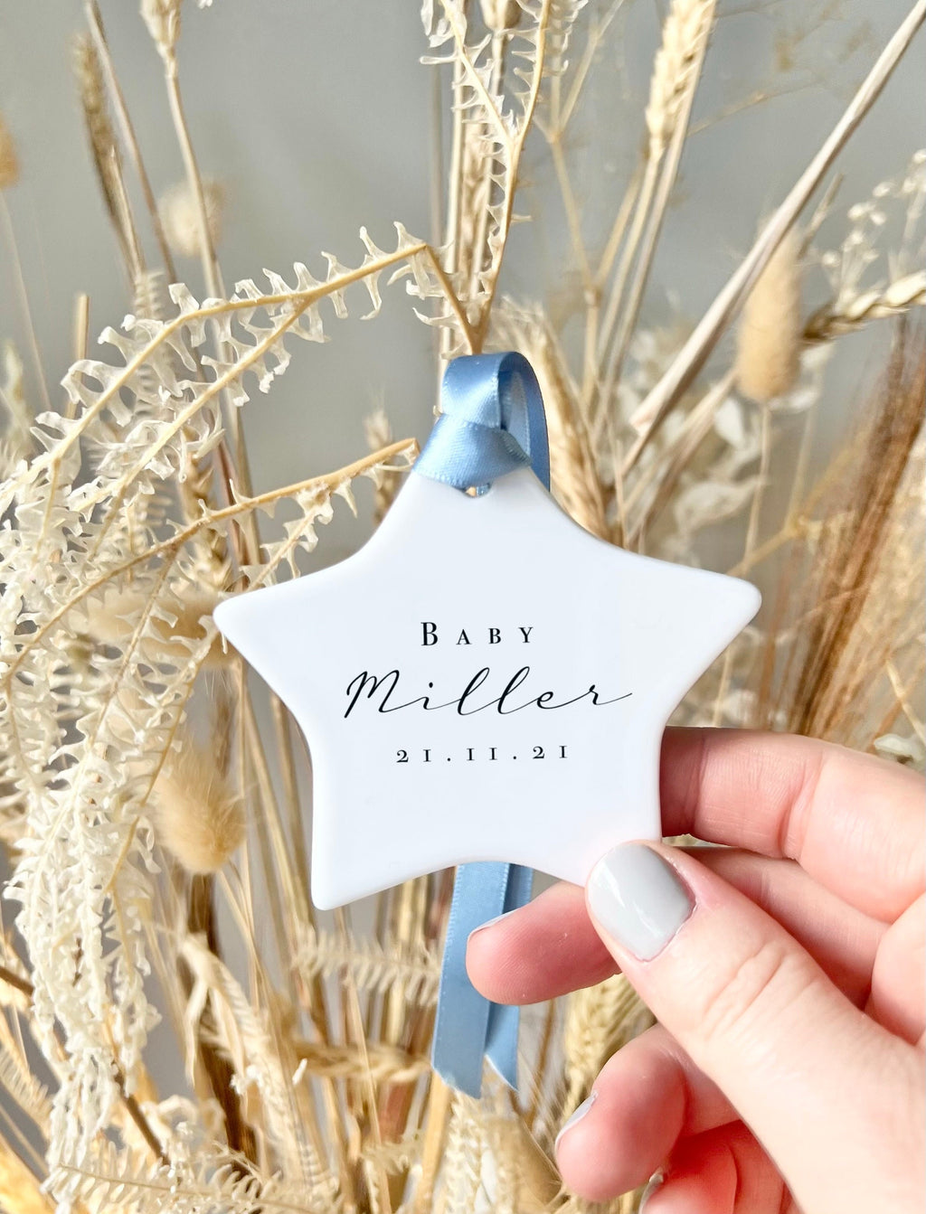 Personalised Baby Announcement Star Ornament – Ceramic Keepsake