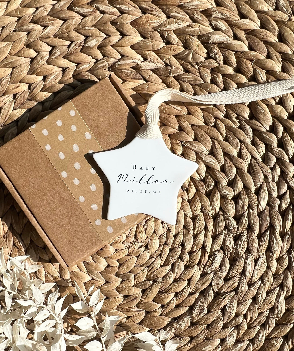 Personalised Baby Announcement Star Ornament – Ceramic Keepsake