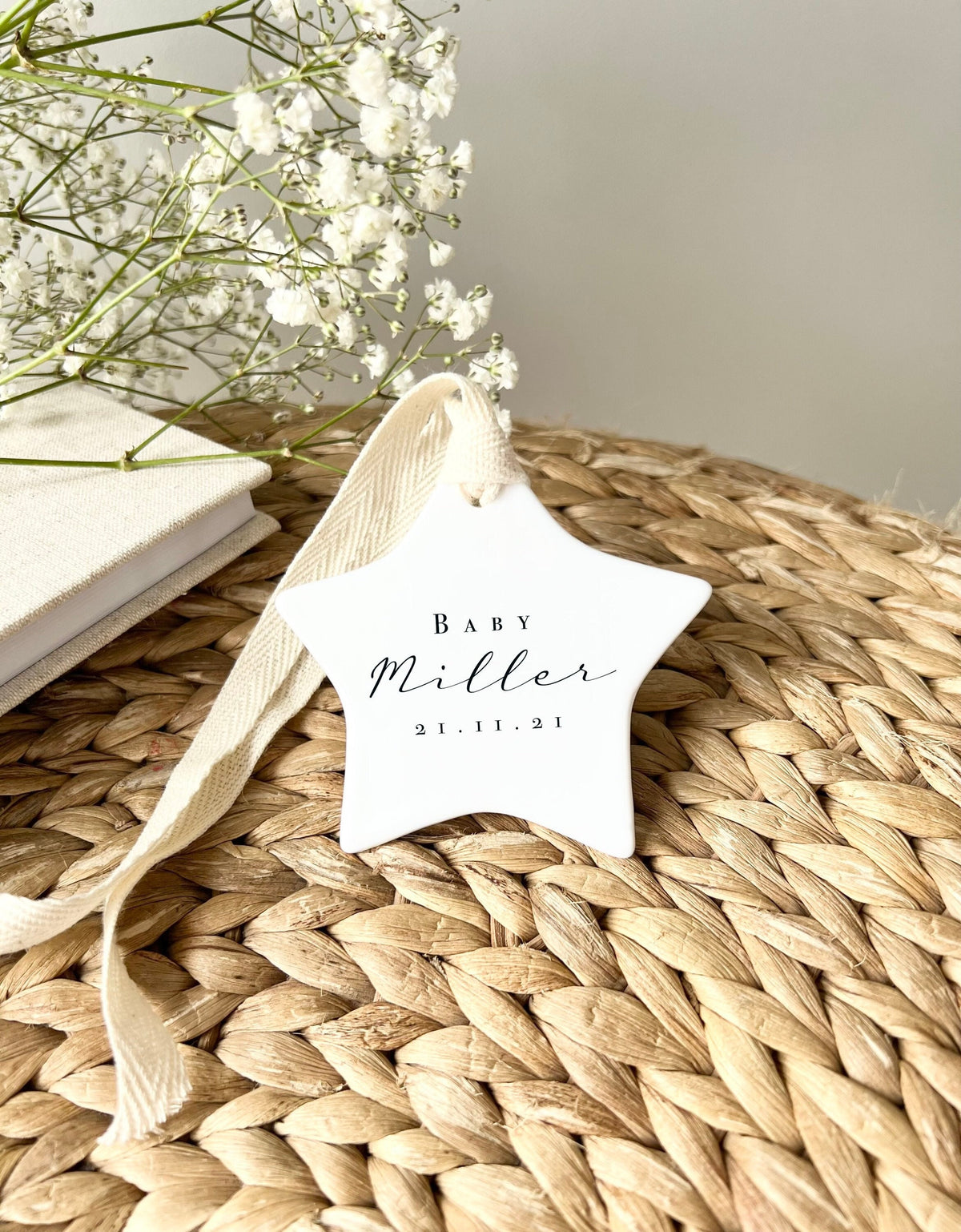 Personalised Baby Announcement Star Ornament – Ceramic Keepsake