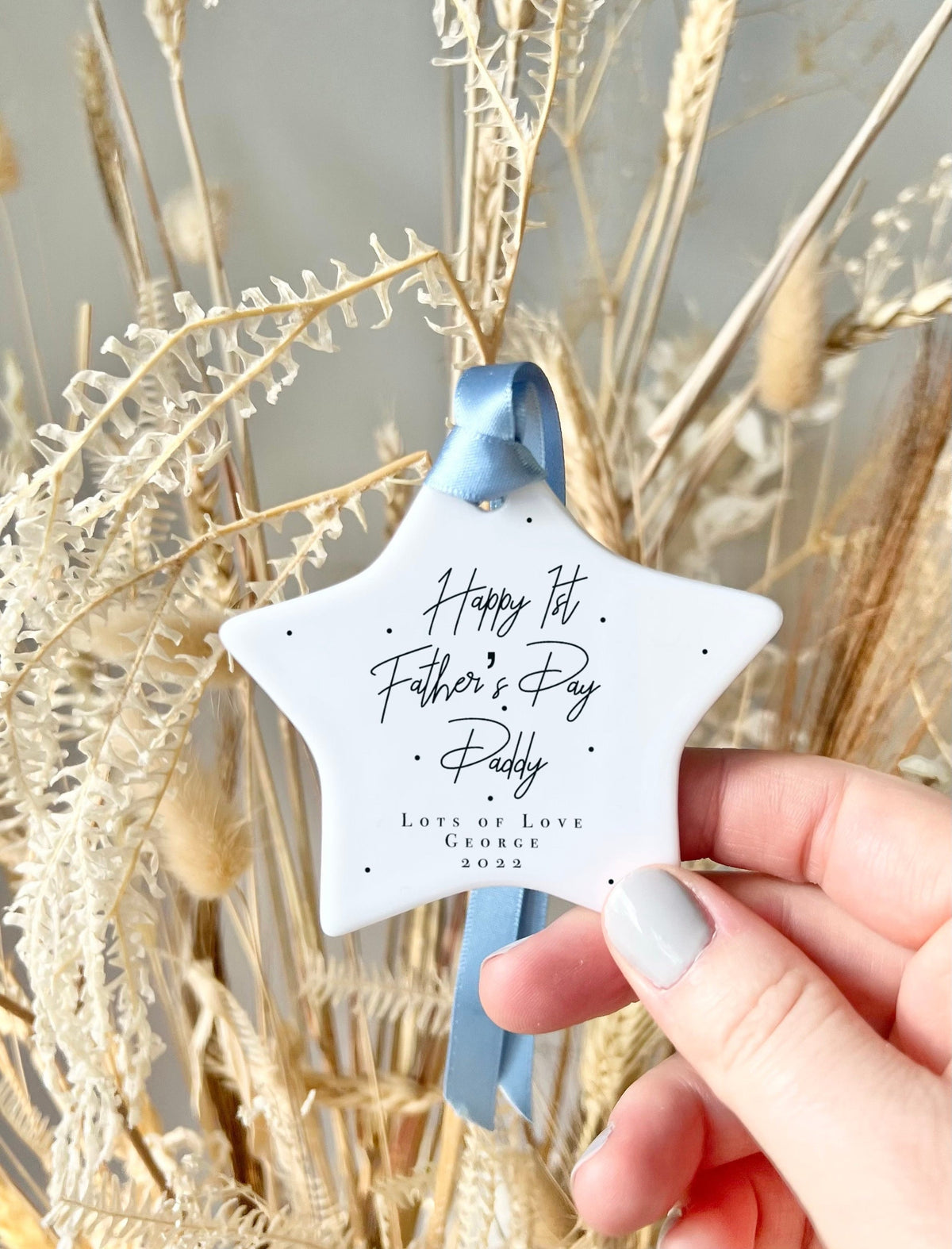 Personalised First Father's Day ceramic star ornament