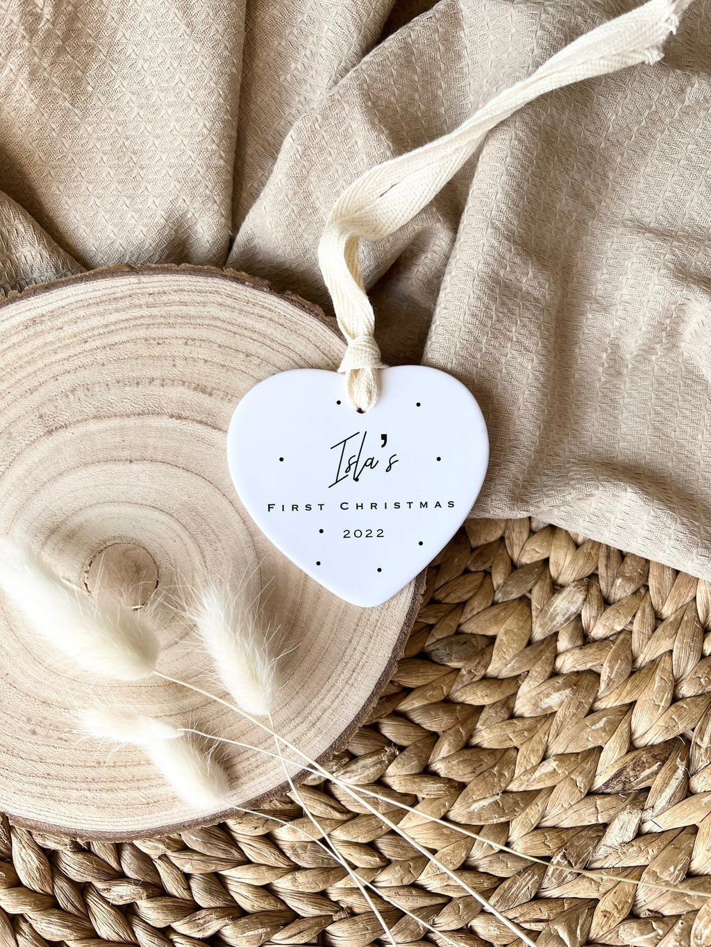 Personalised Baby's First Christmas Heart Ornament – Ceramic Keepsake