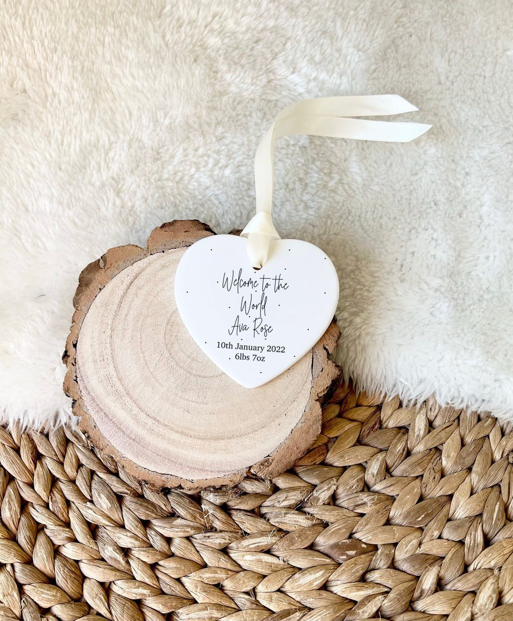Personalised New Baby Keepsake – Welcome to the World Ornament