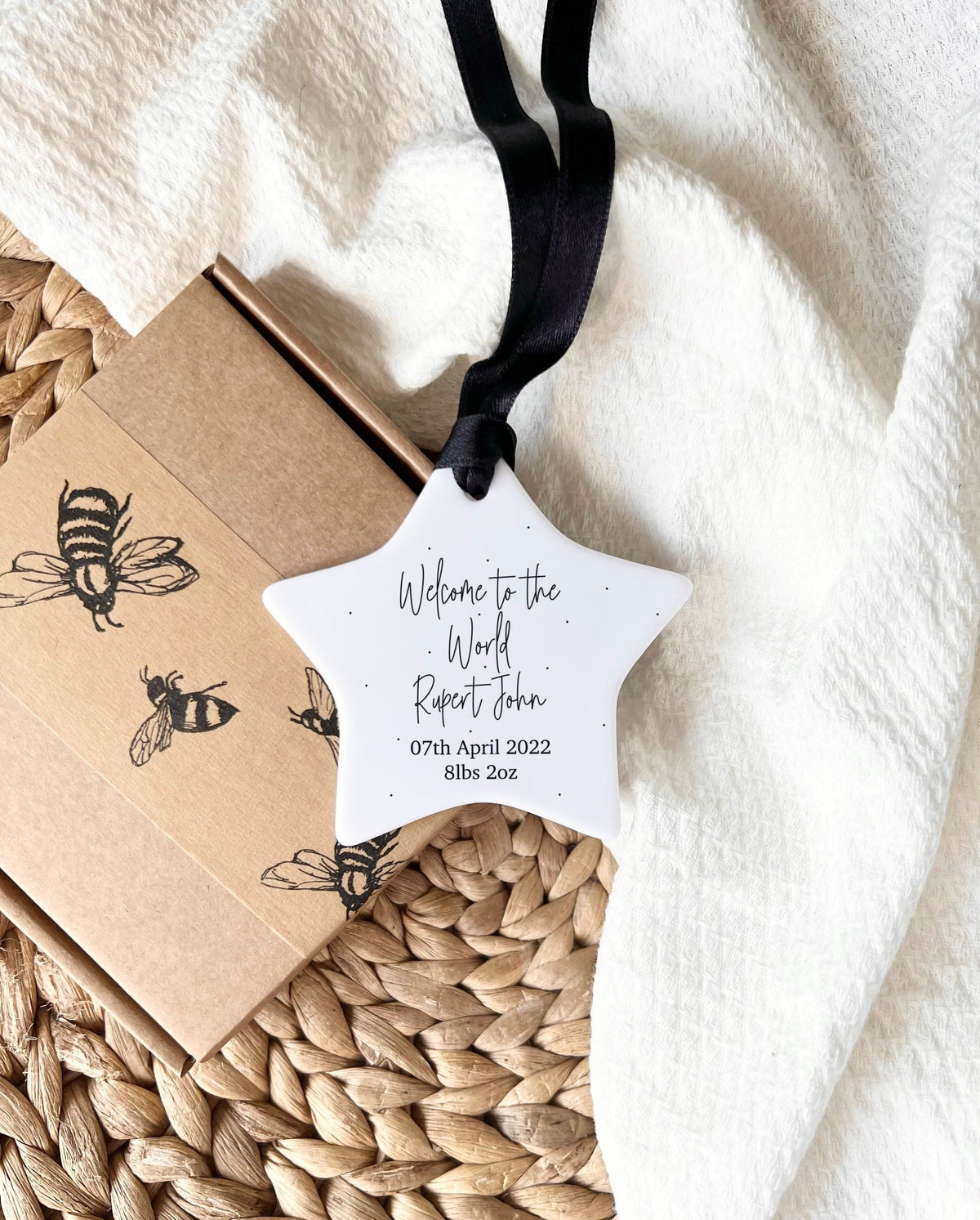 Personalised New Baby Keepsake – Welcome to the World Ornament