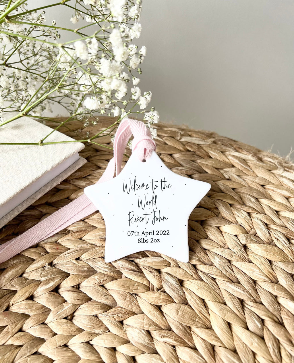 Personalised New Baby Keepsake – Welcome to the World Ornament