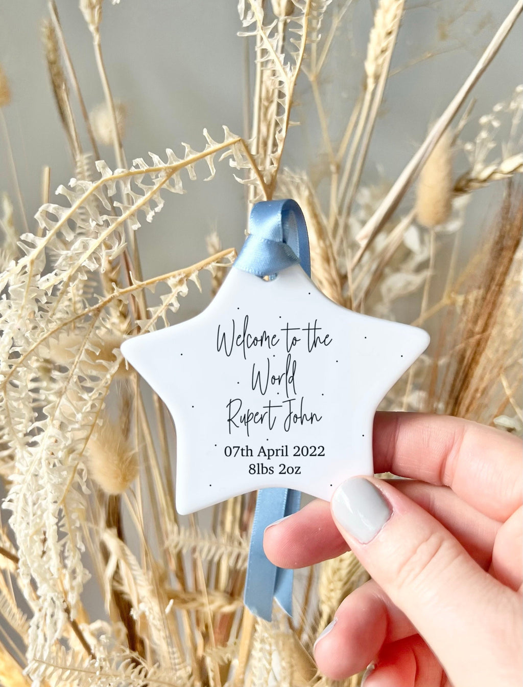 Personalised New Baby Keepsake – Welcome to the World Ornament