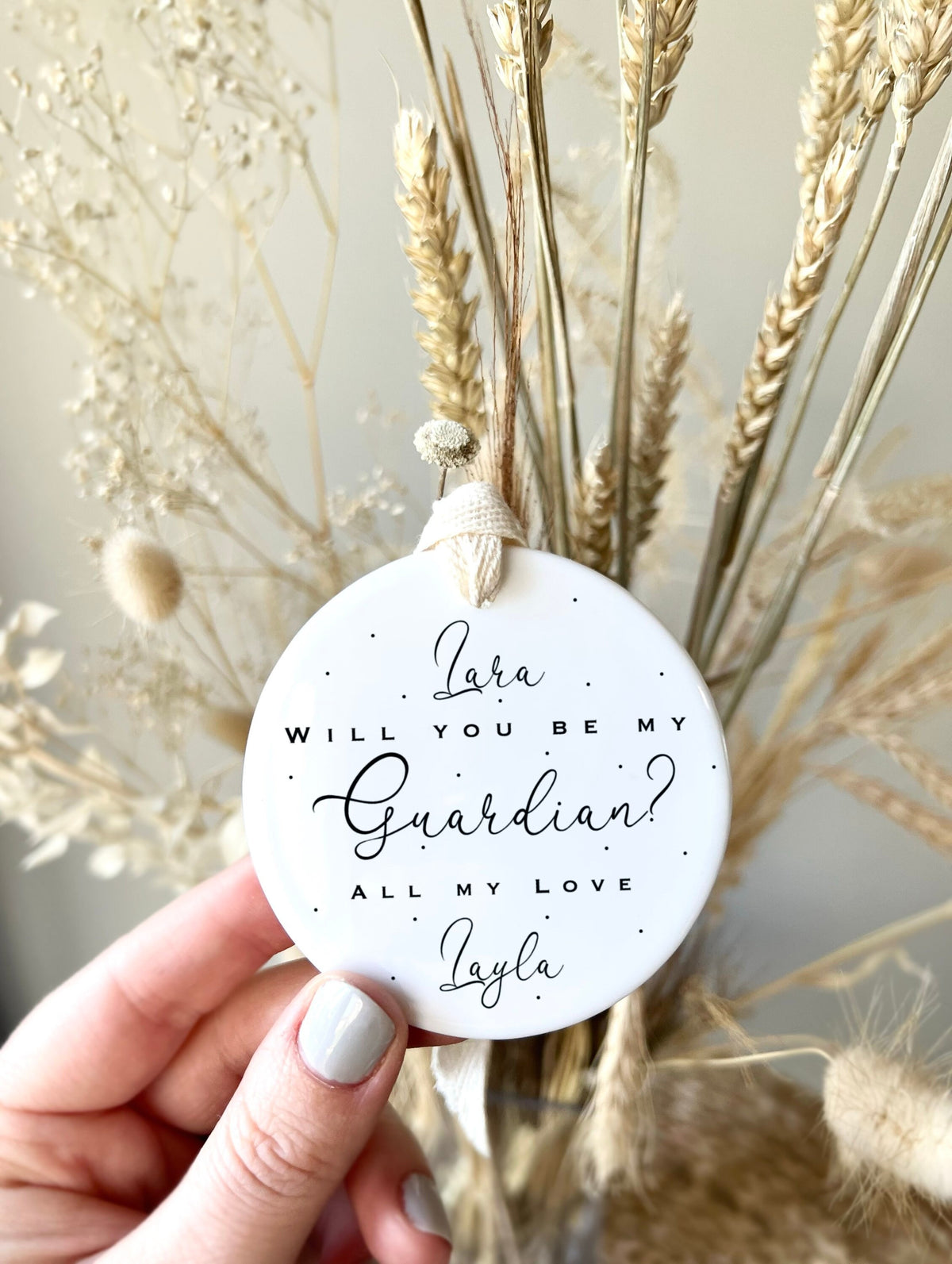 Personalised Guardian Ornament – 'Will You Be My Guardian?' Gift