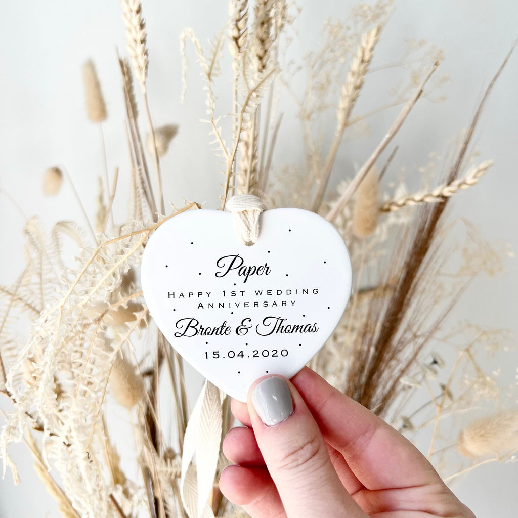 Personalised 1st Anniversary Ornament – Paper Wedding Keepsake