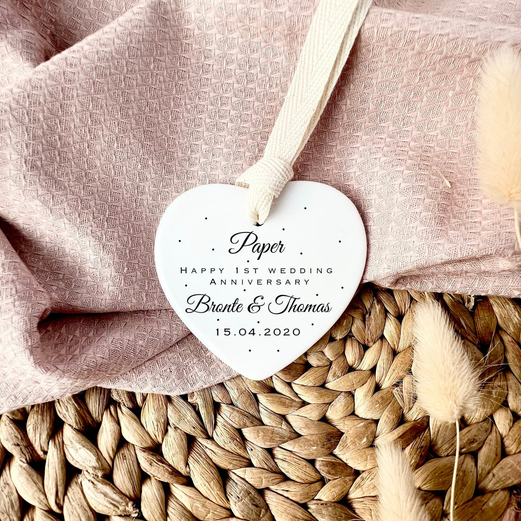 Personalised 1st Anniversary Ornament – Paper Wedding Keepsake