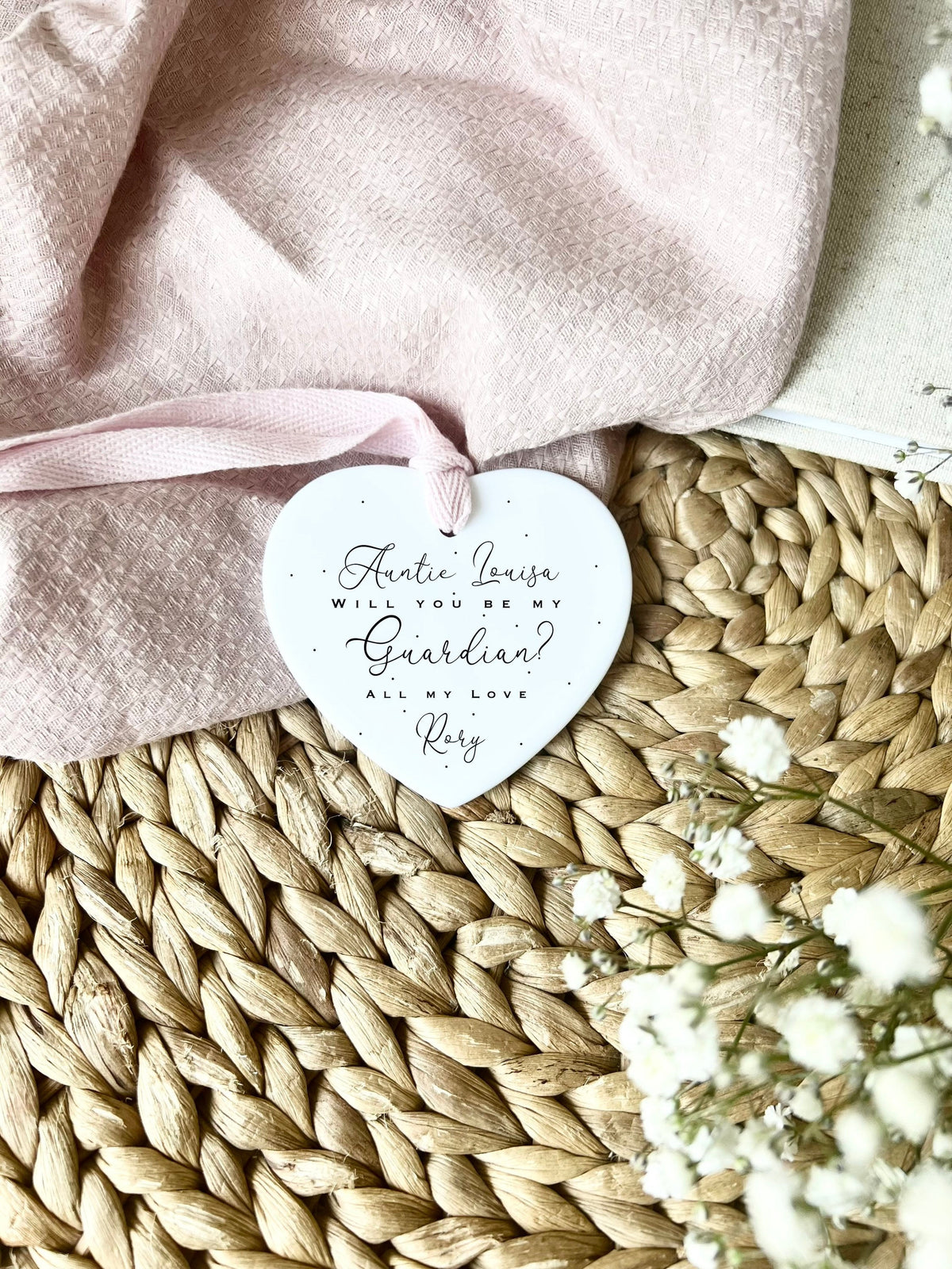 Personalised Guardian Ornament – 'Will You Be My Guardian?' Gift