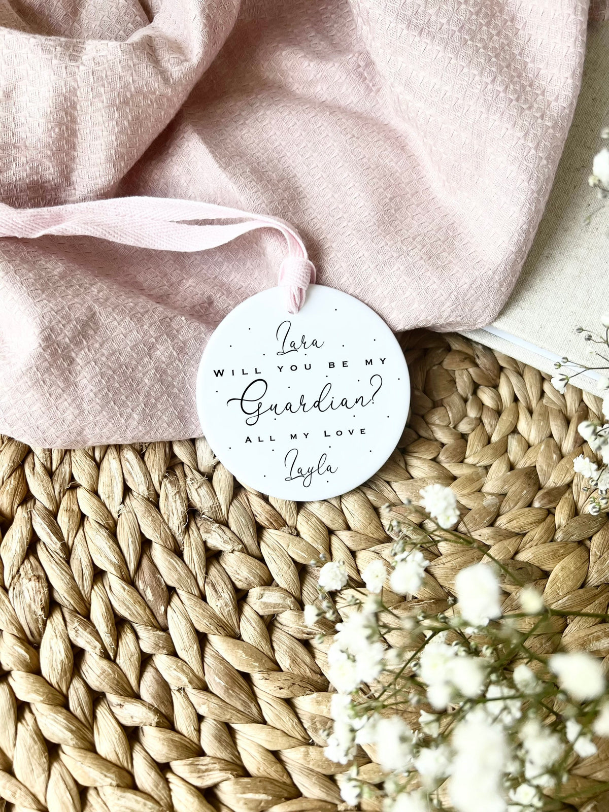 Personalised Guardian Ornament – 'Will You Be My Guardian?' Gift