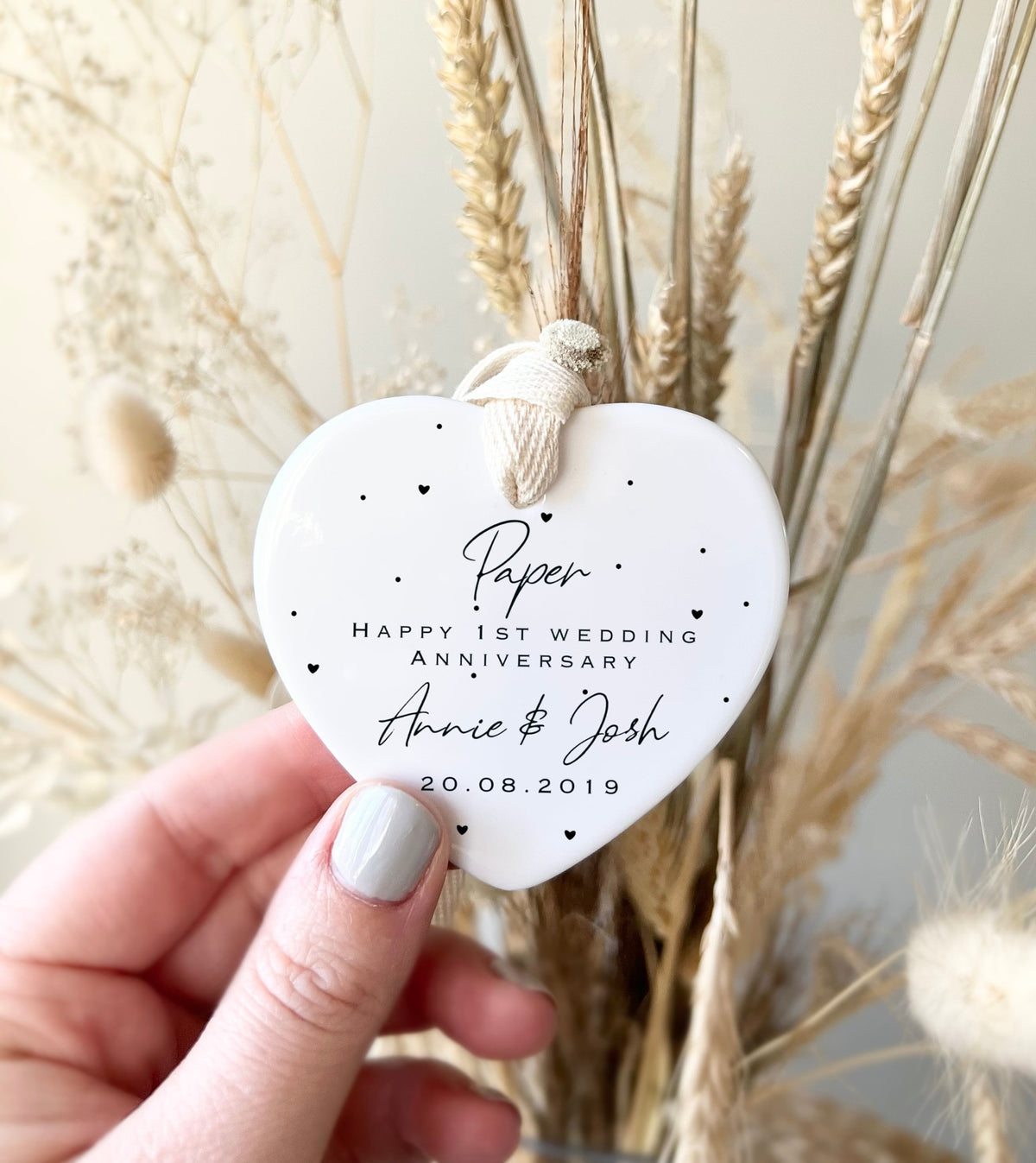 Personalised 1st Anniversary Ornament – Paper Wedding Keepsake