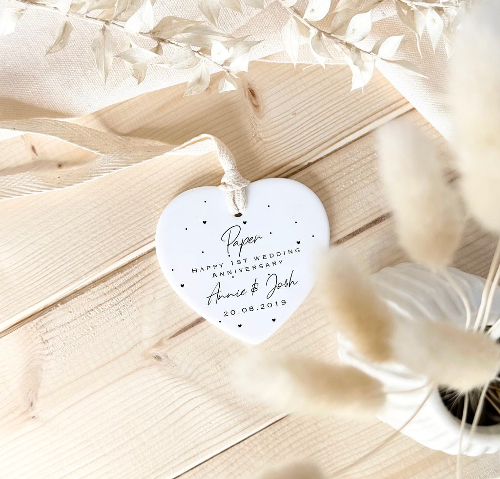 Personalised 1st Anniversary Ornament – Paper Wedding Keepsake