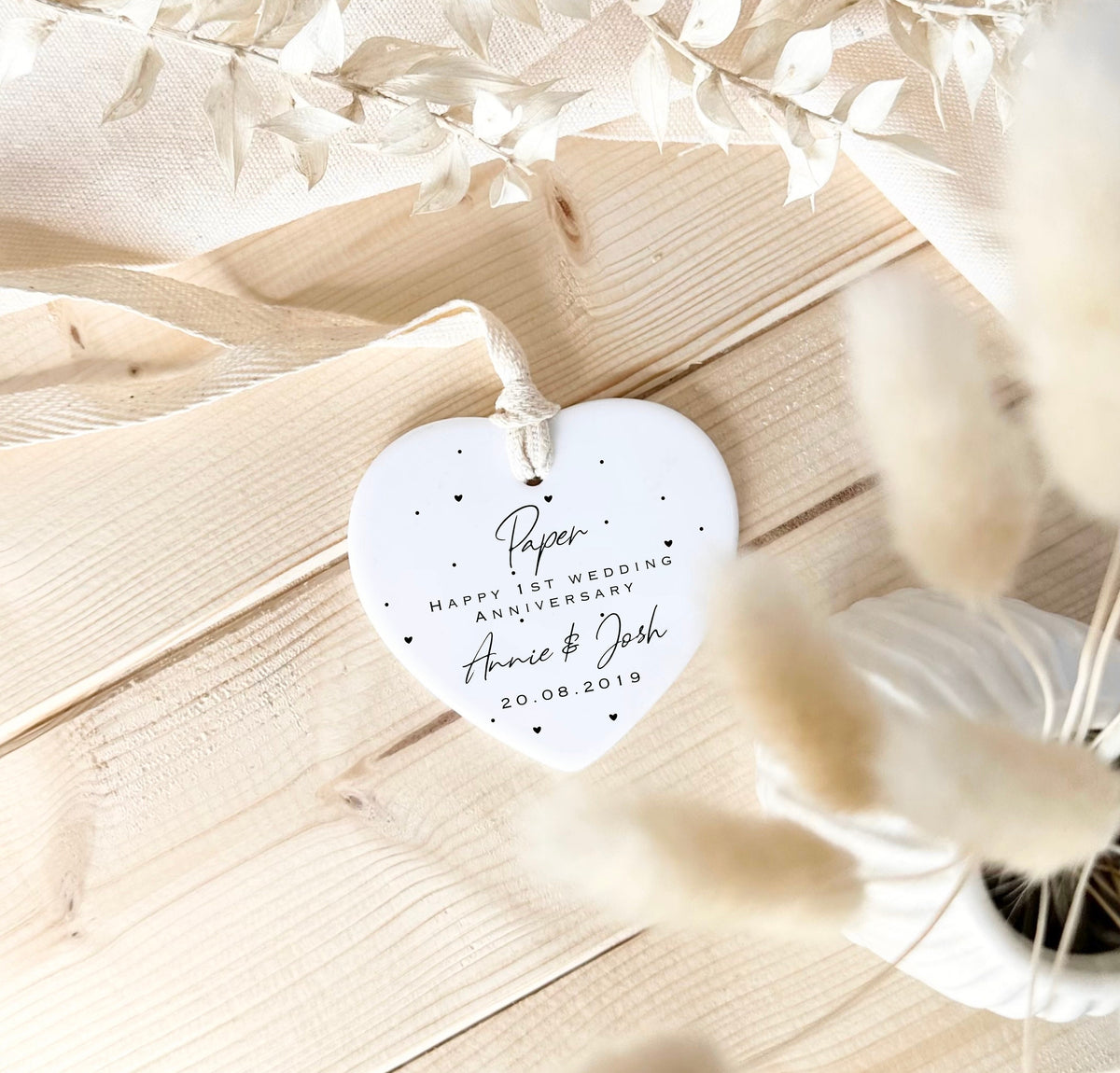 Personalised 1st Anniversary Ornament – Paper Wedding Keepsake