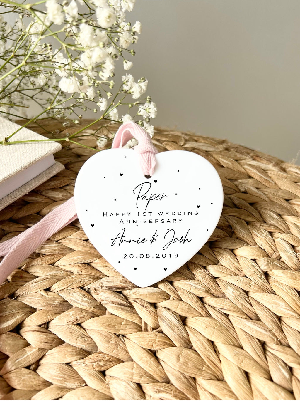 Personalised 1st Anniversary Ornament – Paper Wedding Keepsake
