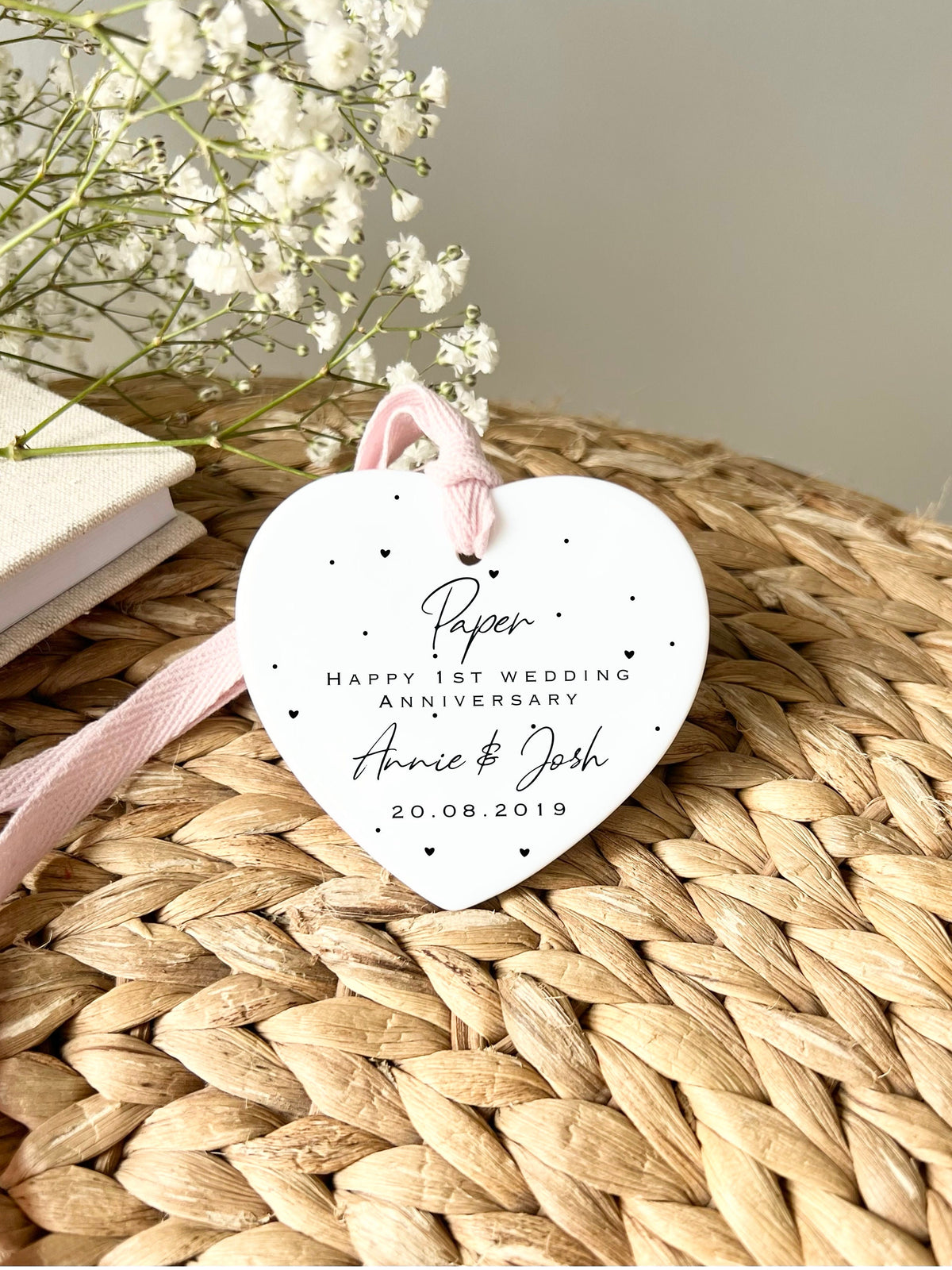 Personalised 1st Anniversary Ornament – Paper Wedding Keepsake