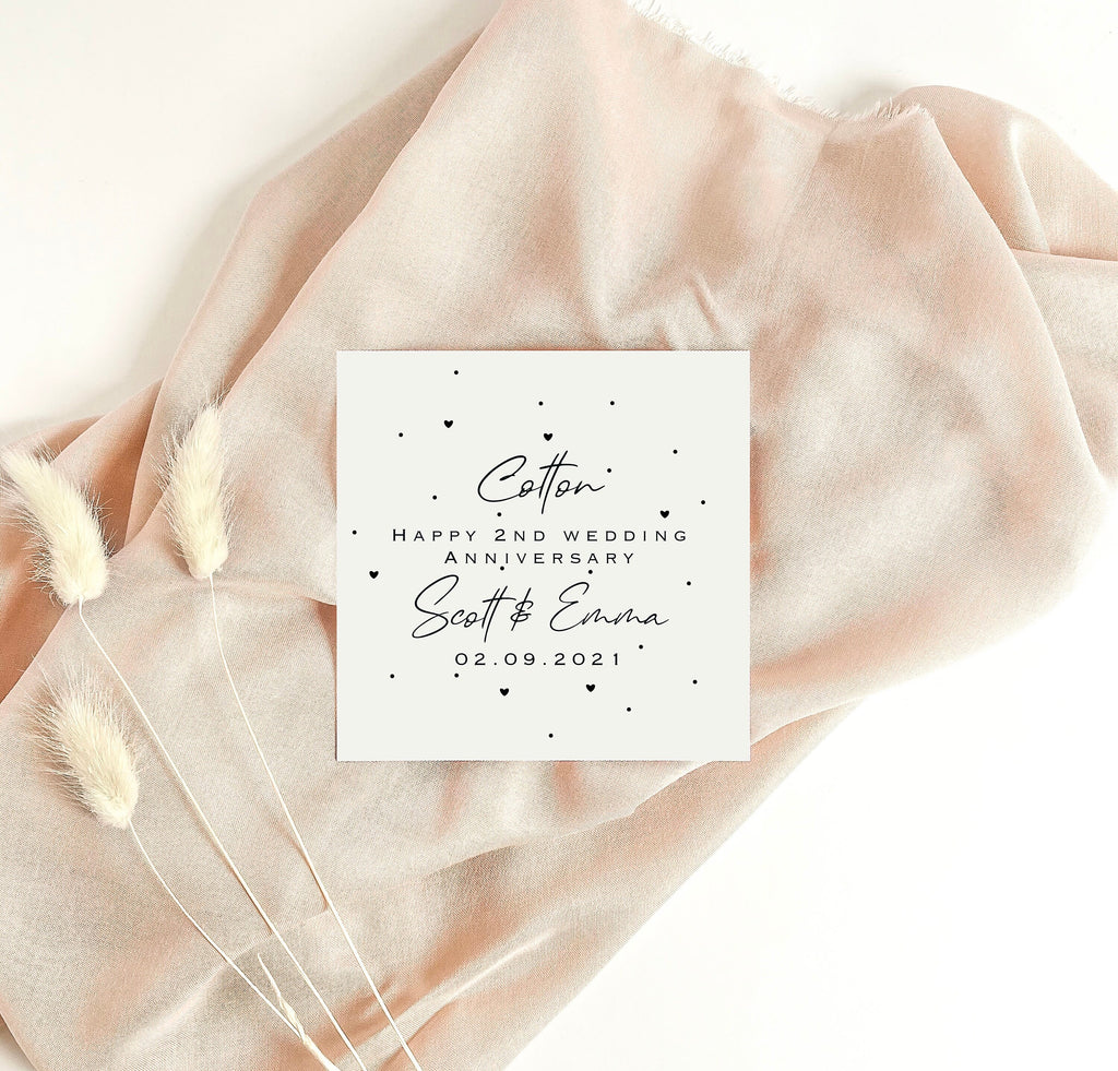 Personalised 2nd Anniversary Card – Cotton Wedding Keepsake