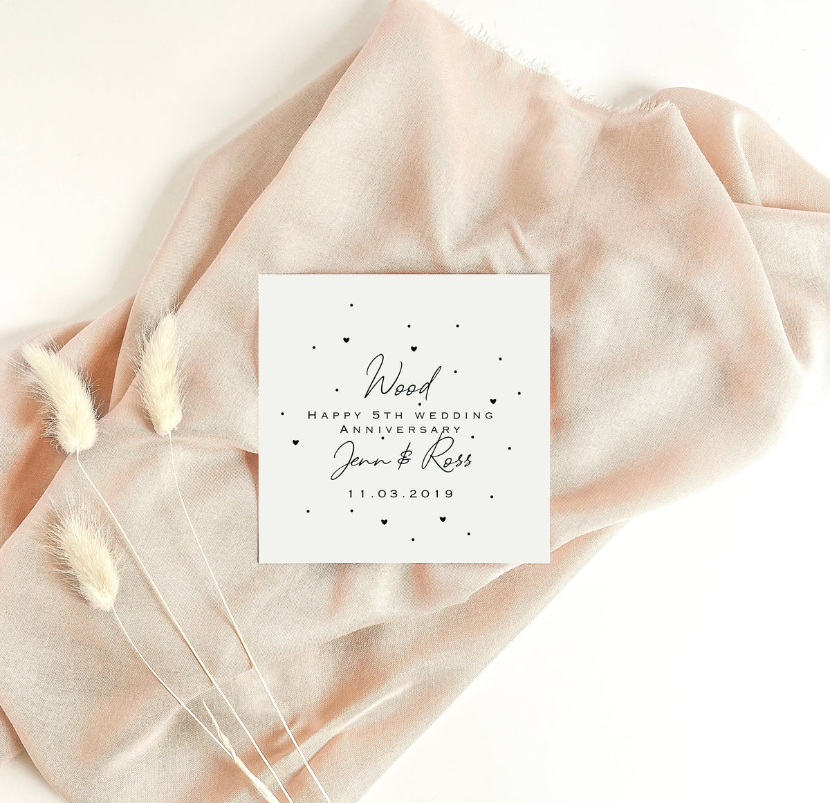 Personalised 5th Anniversary Card – Wood Wedding Keepsake
