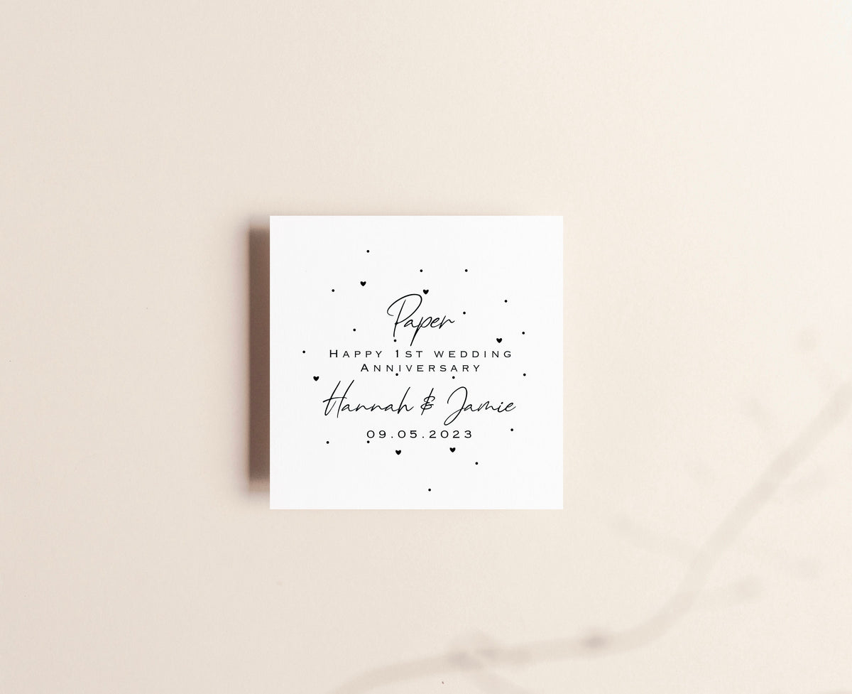 Personalised 1st Anniversary Card – Paper Wedding Keepsake