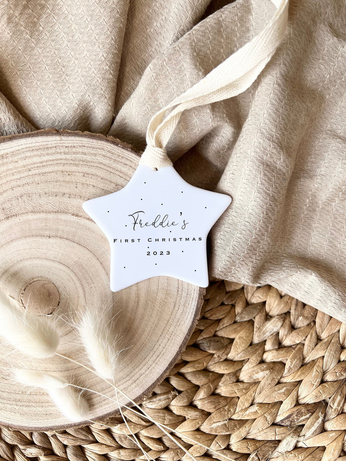 Personalised Baby's First Christmas Star Ornament – Ceramic Keepsake