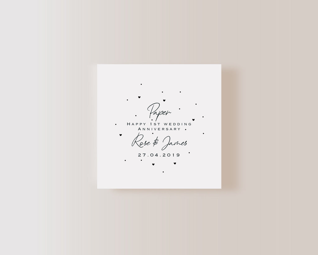 Personalised 1st Anniversary Card – Paper Wedding Keepsake