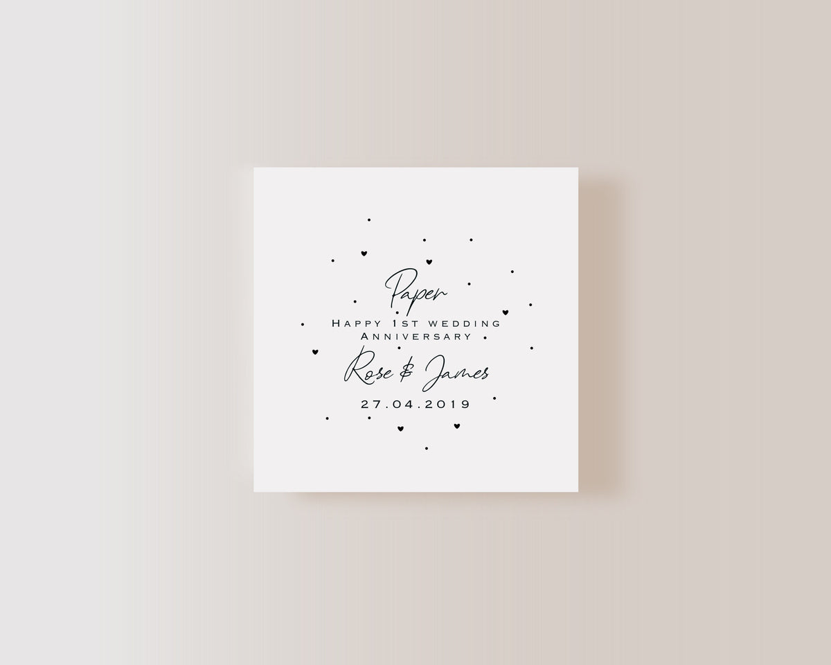 Personalised 1st Anniversary Card – Paper Wedding Keepsake