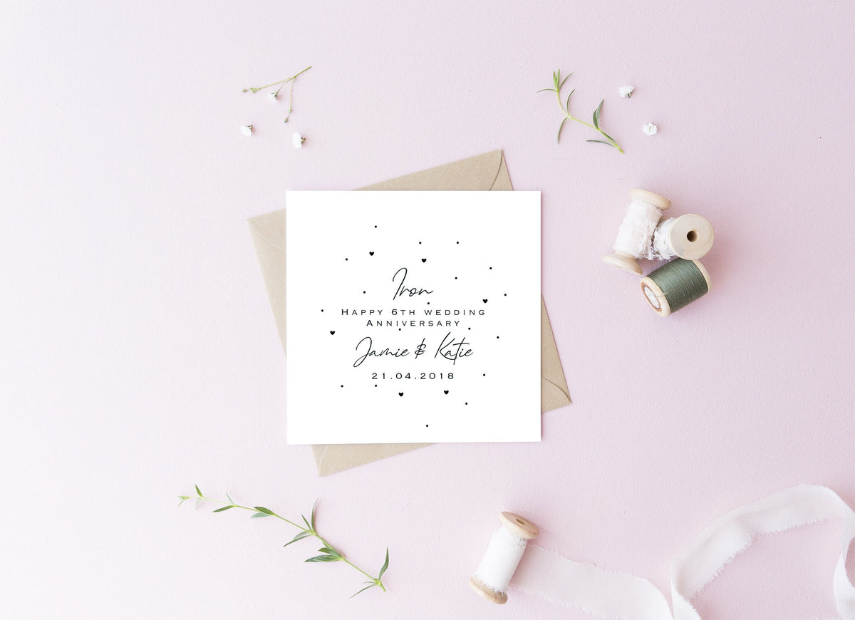 Personalised 6th Anniversary Card – Iron Wedding Keepsake