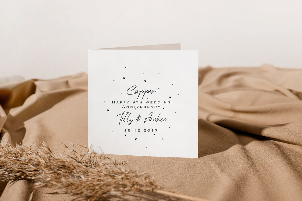 Personalised 9th Anniversary Card – Copper Wedding Keepsake