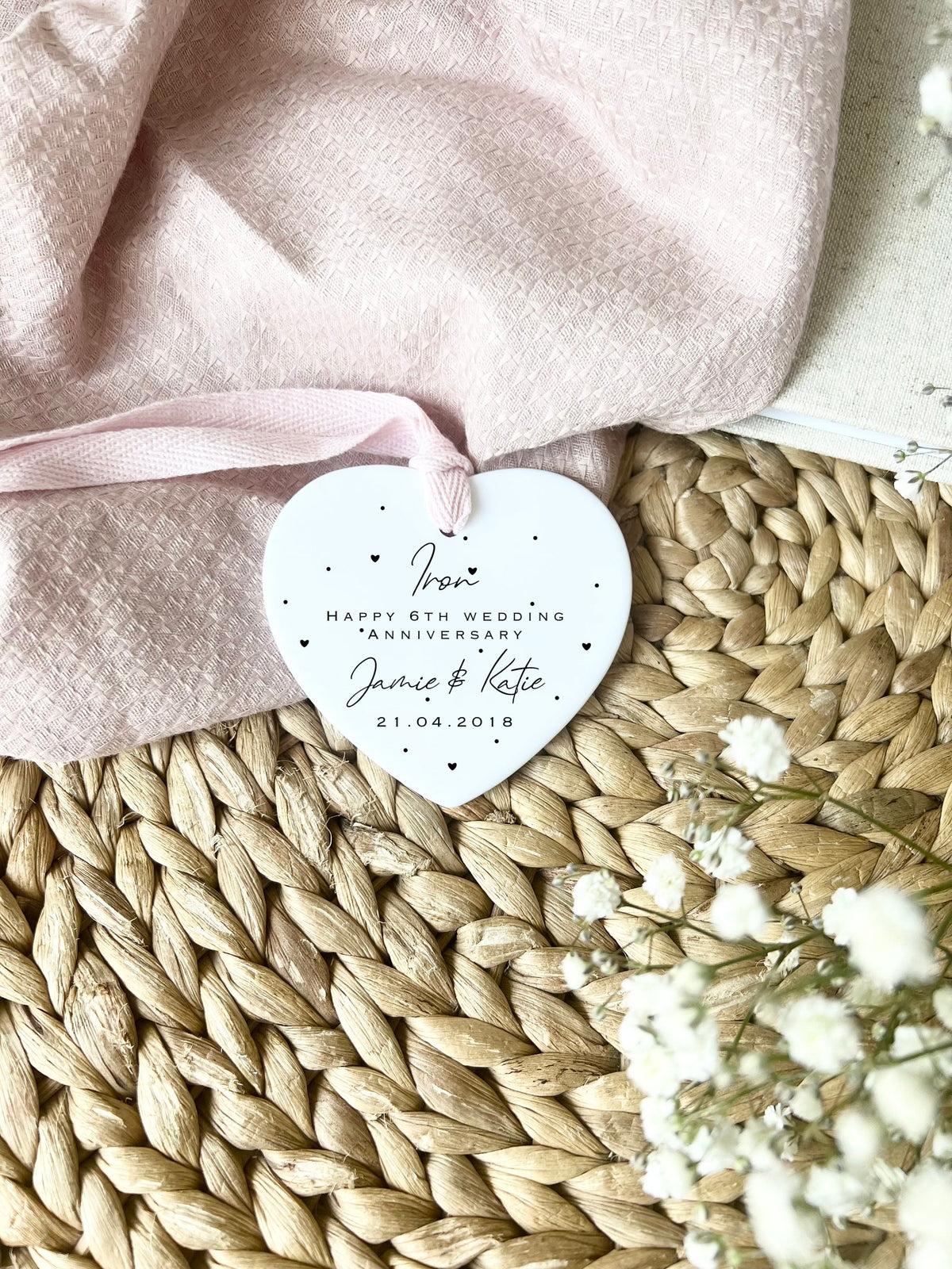Personalised 6th Anniversary Ornament – Iron Wedding Keepsake