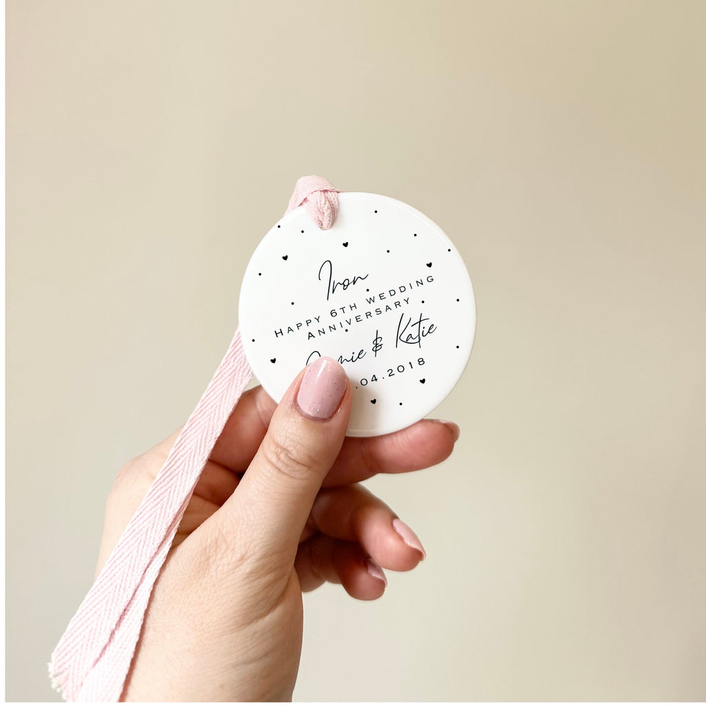 Personalised 6th Anniversary Ornament – Iron Wedding Keepsake