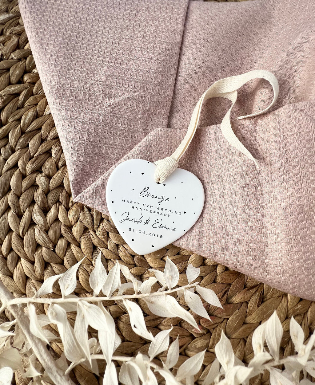 Personalised 8th Anniversary Ornament – Bronze Wedding Keepsake