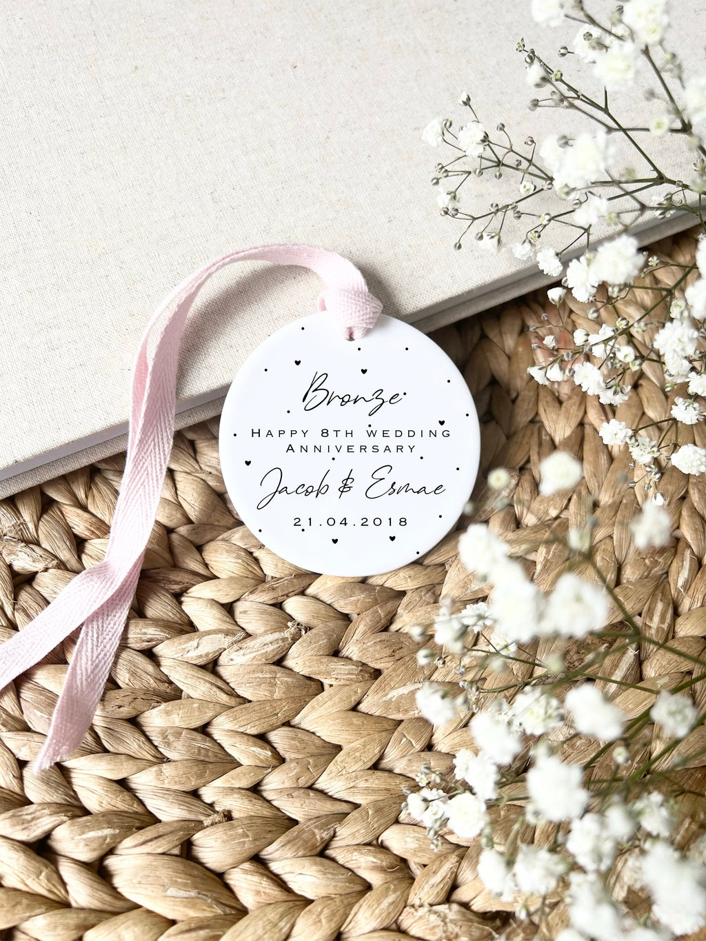 Personalised 8th Anniversary Ornament – Bronze Wedding Keepsake