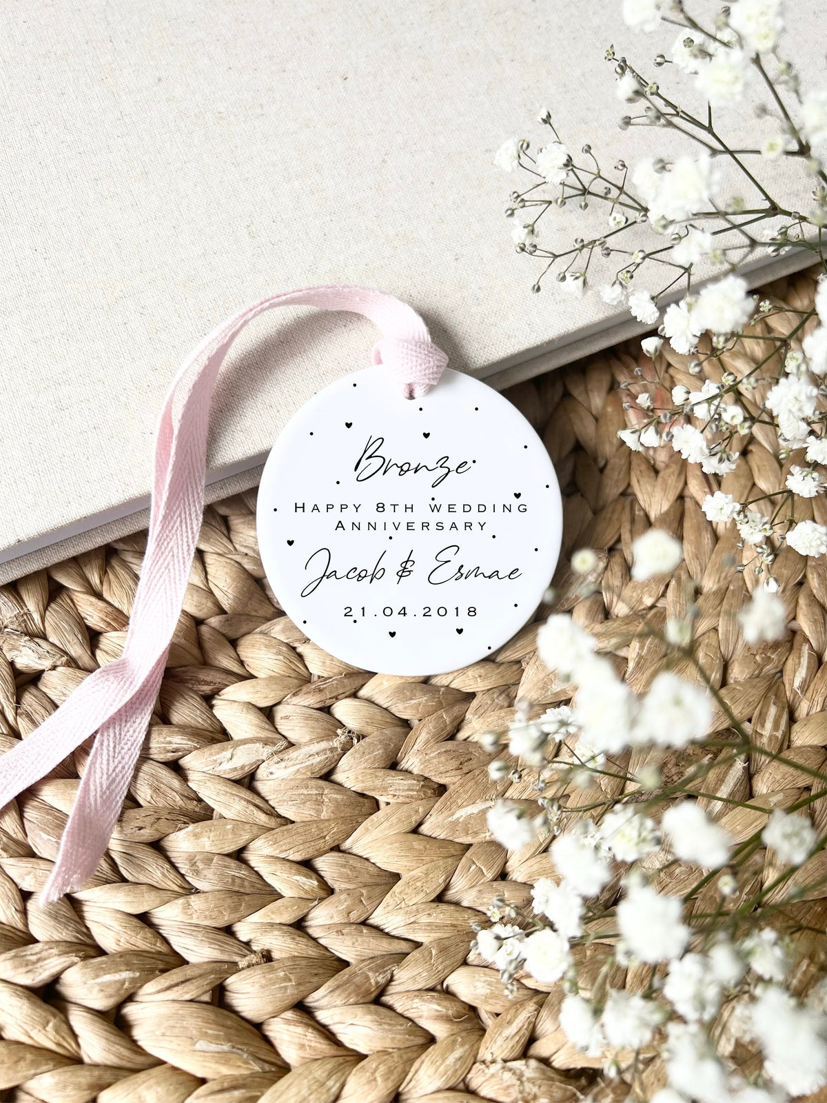 Personalised 8th Anniversary Ornament – Bronze Wedding Keepsake