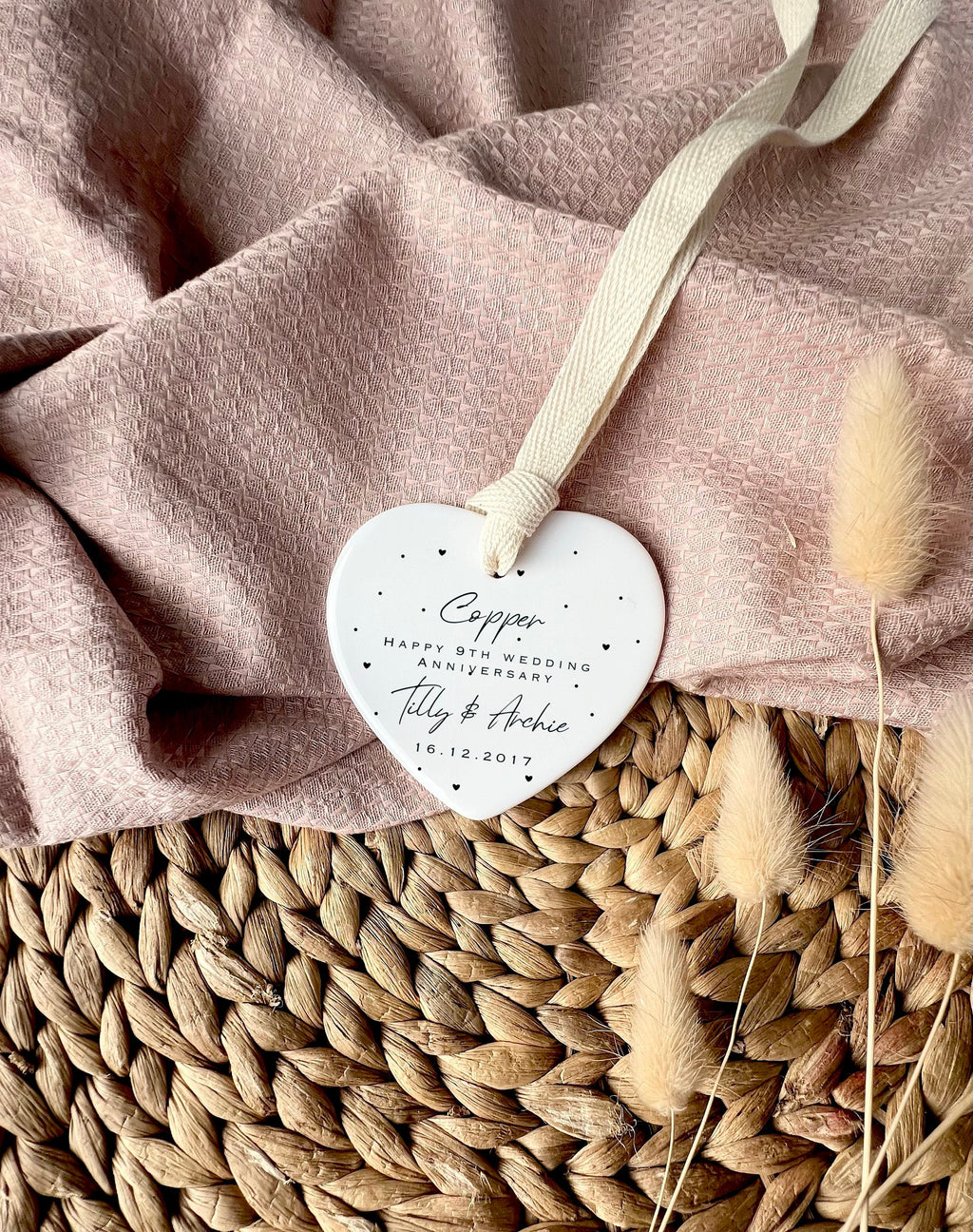 Personalised 9th Anniversary Ornament – Copper Wedding Keepsake