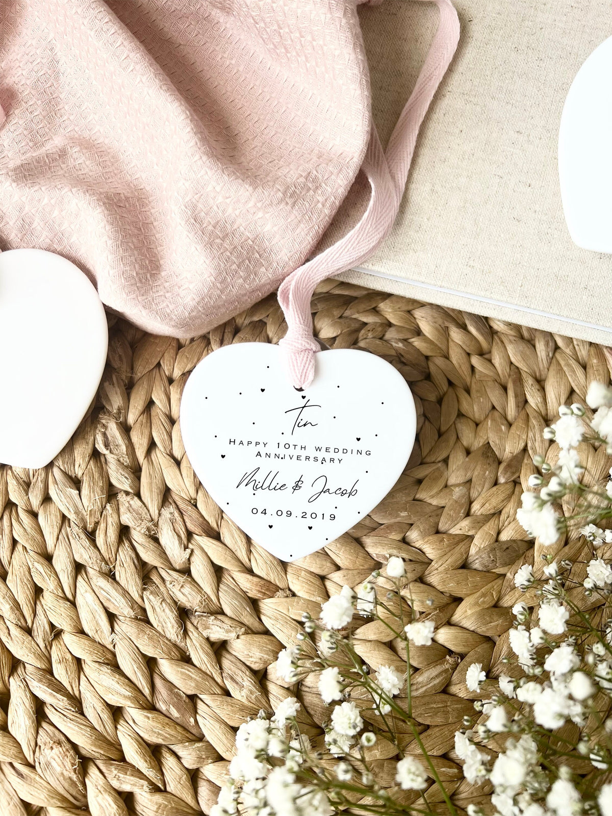 Personalised 10th Anniversary Ornament – Tin Wedding Keepsake